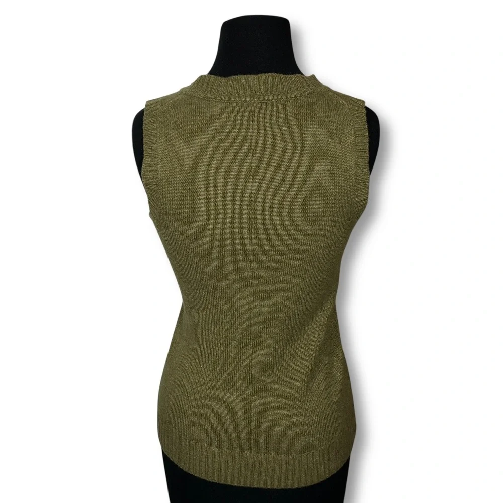 Y2K Juicy Couture Cashmere Wool Blend V Neck Sweater Vest Olive Green‎ Women's S